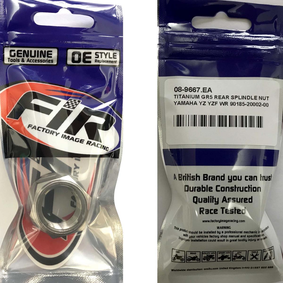 TITANIUM GR5 REAR SPINDLE NUT, M20x1.50 YAM KAW 90185-20002, EACH / / 92210-0939