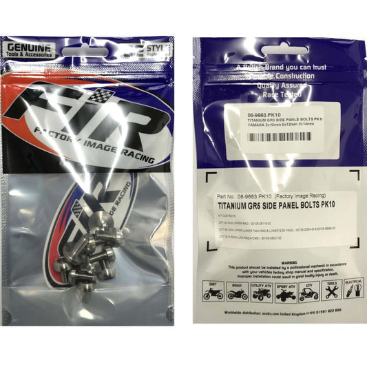 TITANIUM GR5 SIDE PANEL BOLTS PK10, YAMAHA 2x10mm 6x12mm 2x14.5mm, FIR BRAND / PACK OF 10