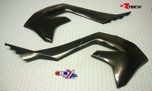 RADIATOR SCOOPS 2019-23 KX450F BLACK, RTECH R-CVKXFNR0019