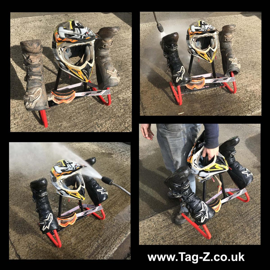 TAG-Z H/D JET WASH STAND RED, BOOT HELMET GOGGLE WASH STAND, (FLAT PACKED IN TAG-Z BOX)