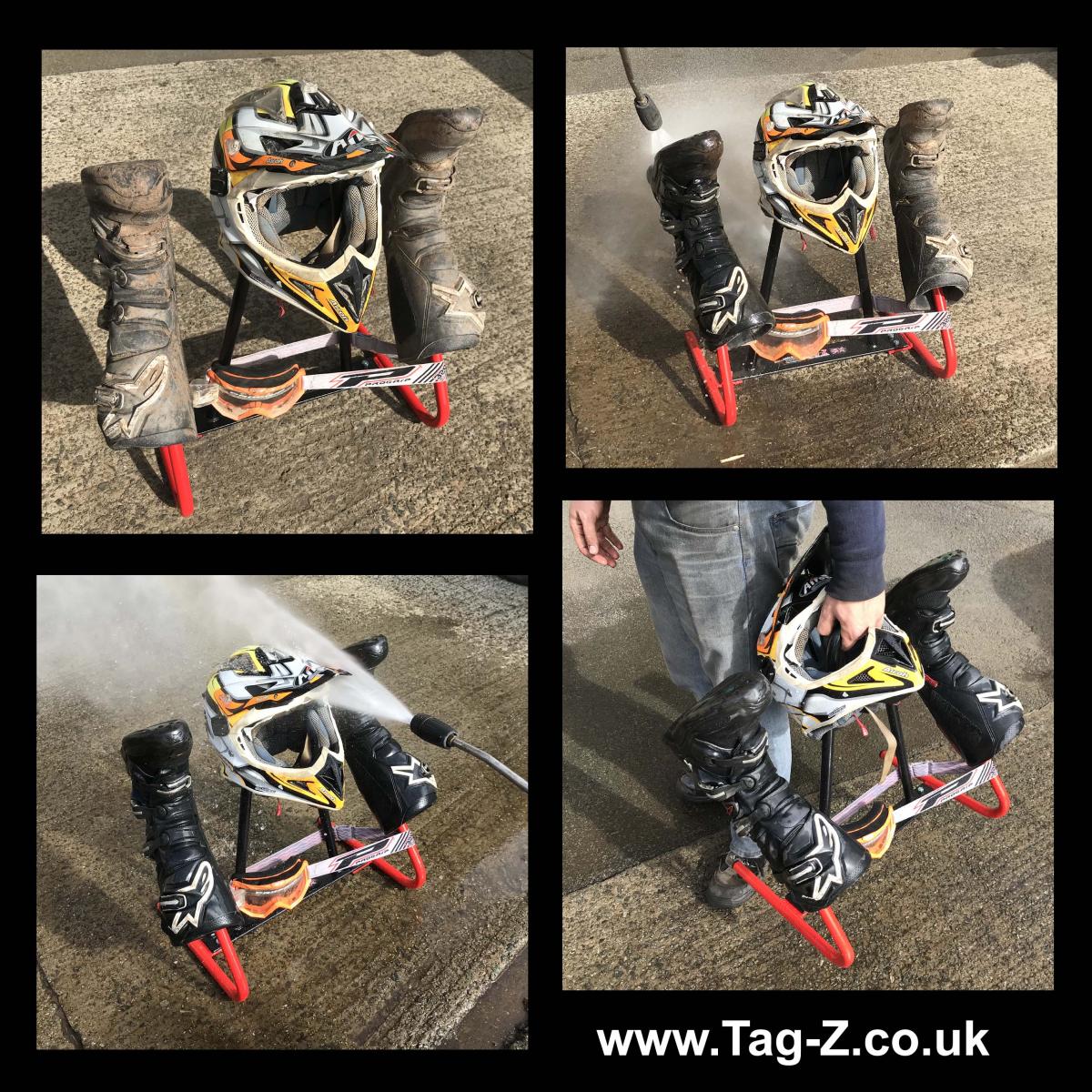 TAG-Z H/D JET WASH STAND RED, BOOT HELMET GOGGLE WASH STAND, (FLAT PACKED IN TAG-Z BOX)