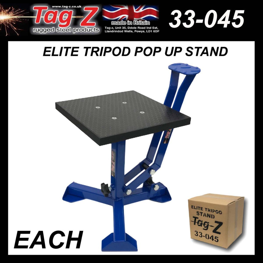 ELITE TRIPOD POP UP STAND, BIG FEET / GLOSS BLUE / TAG-Z, MX STAND PIT PADDOCK ENDURO