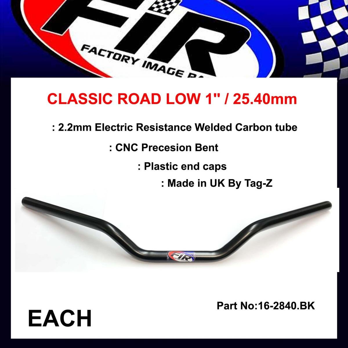 CLASSIC ROAD LOW 1'' / 25.40mm, MATT BLACK / HANDLEBAR BAR, ( SAMES AS 16-2811 )