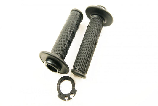 LOCK ON GRIP SET 03-15 KTM HUSQ, HALF WAFFLE SOFT BLACK, ODI STYLE, FIR -