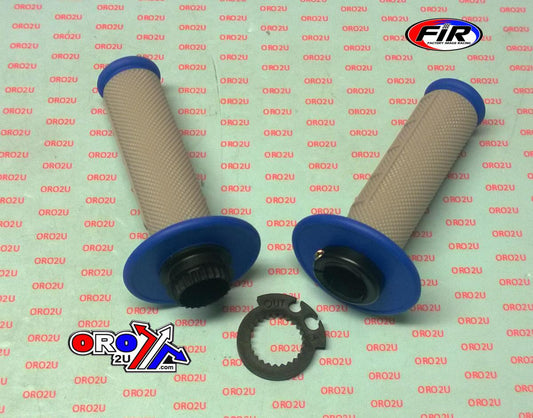 LOCK ON GRIP SET 03-15 KTM HUSQ, HALF WAFFLE SOFT GREY/BLUE, ODI STYLE, FIR -