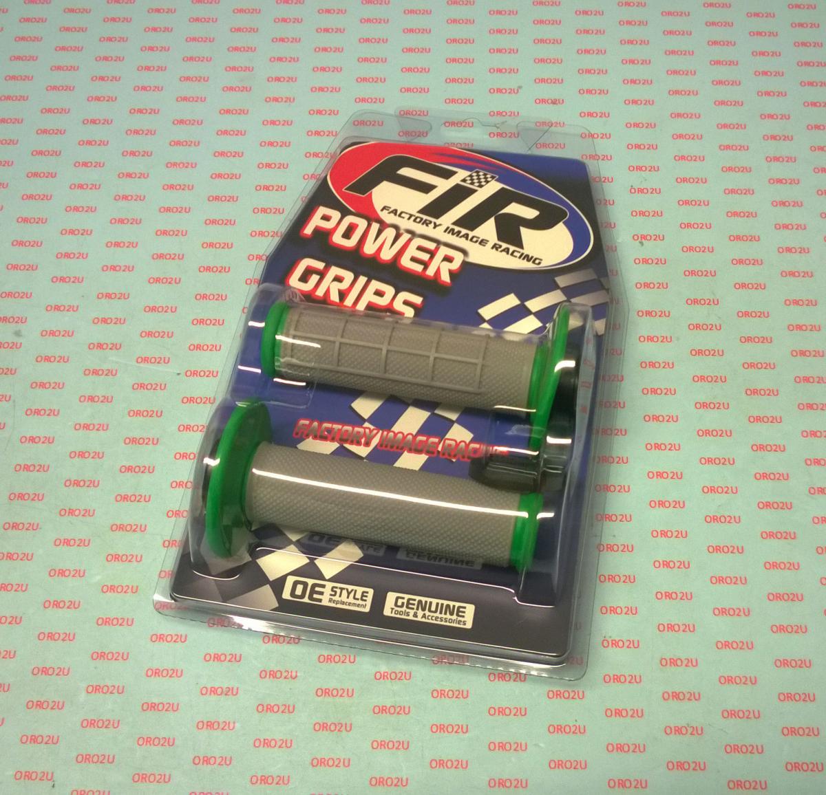 LOCK ON GRIP SET 03-15 KTM HUSQ, HALF WAFFLE SOFT GREY/GREEN, ODI STYLE, FIR -