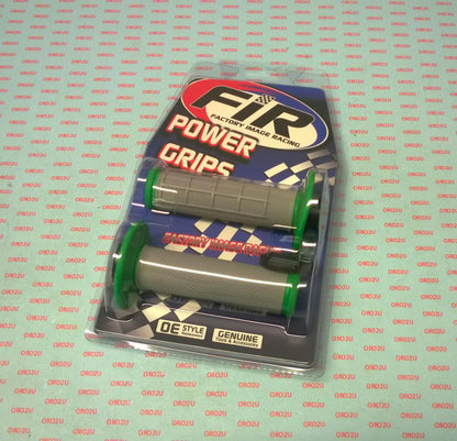 LOCK ON GRIP SET 03-15 KTM HUSQ, HALF WAFFLE SOFT GREY/GREEN, ODI STYLE, FIR -