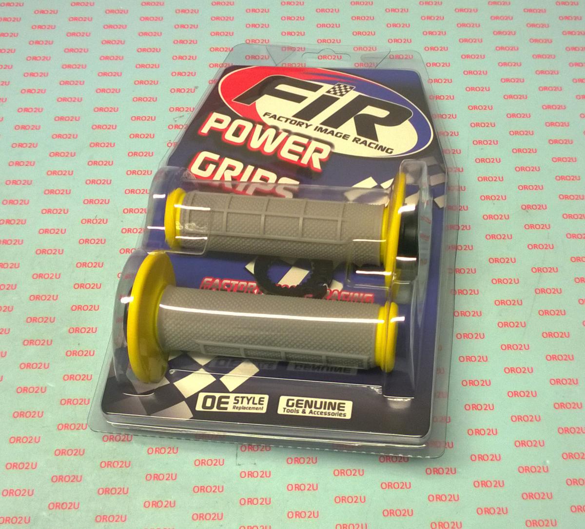 LOCK ON GRIP SET 03-15 KTM HUSQ, HALF WAFFLE SOFT GREY/YELLOW, ODI STYLE, FIR -