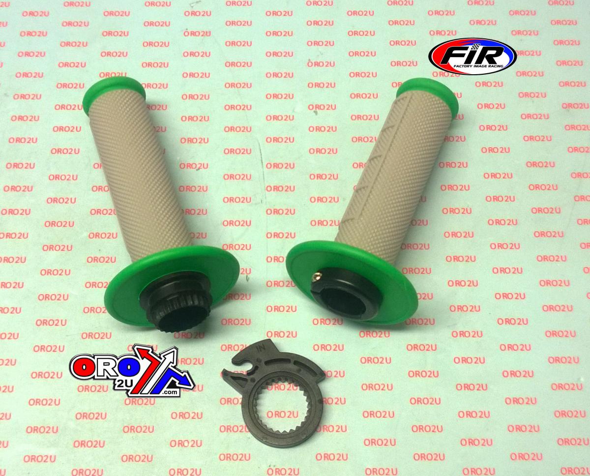 LOCK ON GRIP SET 98-19 KAWASAKI, HALF WAFFLE SOFT GREY/GREEN, ODI STYLE, FIR -