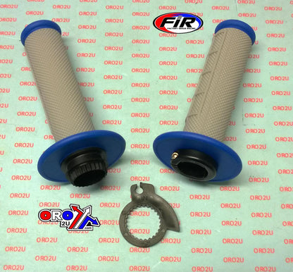 LOCK ON GRIP SET 50 65 KTM HUSQ, HALF WAFFLE SOFT GREY/BLUE, ODI STYLE, FIR -