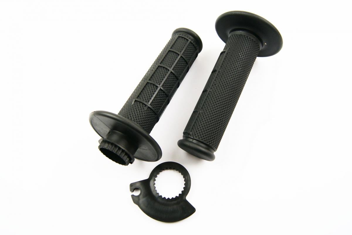 LOCK ON GRIP SET KTM HUSQ HONDA, HALF WAFFLE SOFT BLACK, ODI STYLE, FIR -