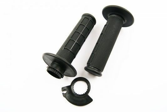 LOCK ON GRIP SET KTM HUSQ HONDA, HALF WAFFLE SOFT BLACK, ODI STYLE, FIR -