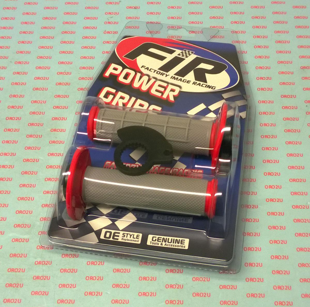 LOCK ON GRIP SET KTM HUSQ HONDA, HALF WAFFLE SOFT GREY/RED, ODI STYLE, FIR -