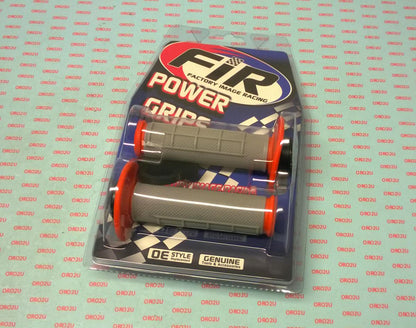 LOCK ON GRIP SET KTM HUSQ HONDA, HALF WAFFLE SOFT GREY/ORANGE, ODI STYLE, FIR -