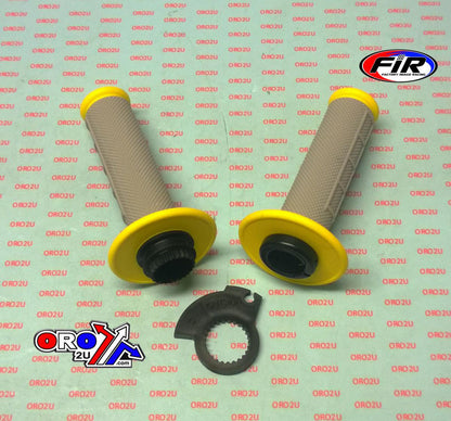 LOCK ON GRIP SET KX RM YZ, HALF WAFFLE SOFT GREY/YELLOW, ODI STYLE, FIR -