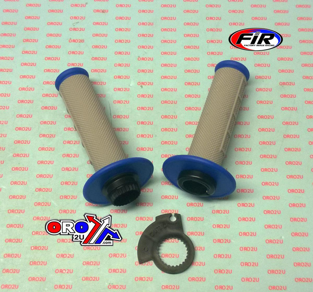 LOCK ON GRIP SET KX RM YZ, HALF WAFFLE SOFT GREY/BLUE, ODI STYLE, FIR -