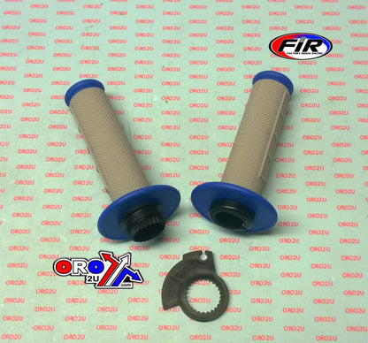 LOCK ON GRIP SET KX RM YZ, HALF WAFFLE SOFT GREY/BLUE, ODI STYLE, FIR -