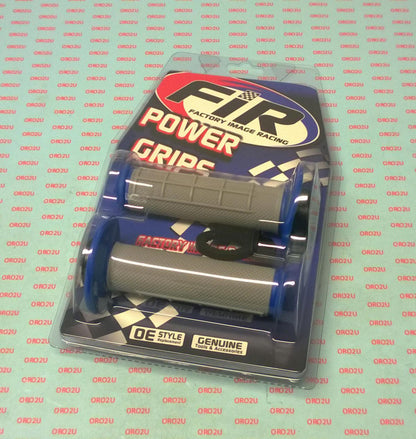 LOCK ON GRIP SET KX RM YZ, HALF WAFFLE SOFT GREY/BLUE, ODI STYLE, FIR -