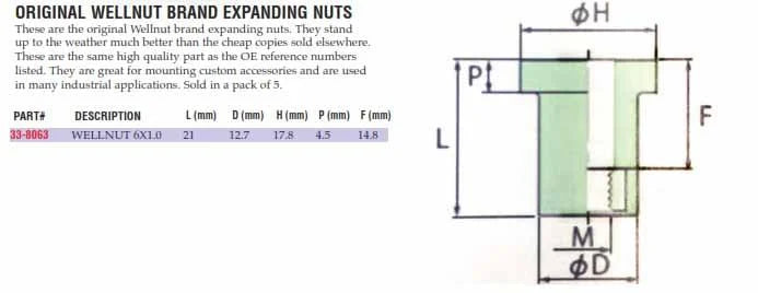 WELLNUT M6-1.0 21 OEM ORIGINAL (5PK), K&L 33-8063