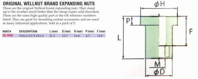 WELLNUT M6-1.0 21.1 OEM ORIGINAL (5PK), K&L 33-7945