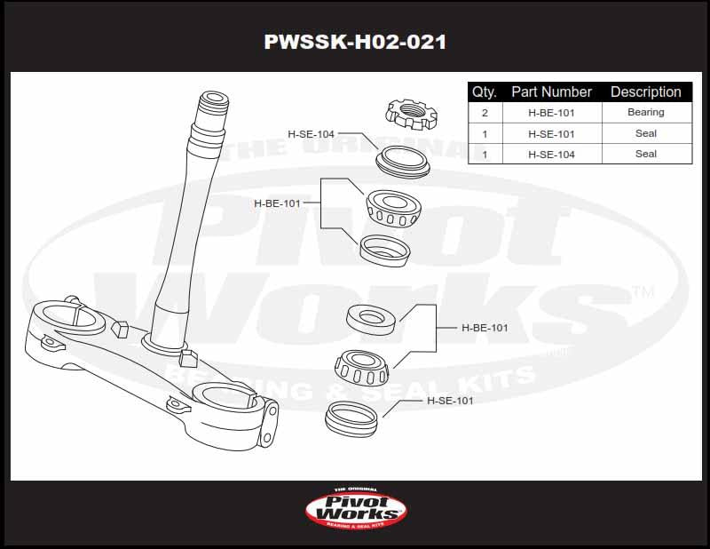 STEERING STEM BEARING KIT 92-20 HONDA TM CR CRF EN MX SMR SMX PIVOT WORKS PWSSK-H02-021