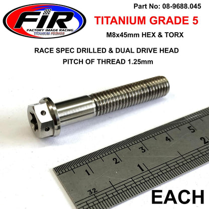 TITANIUM BOLT M8x45mmEACH, GRADE 5 / RACE SPEC DUALDRIVE