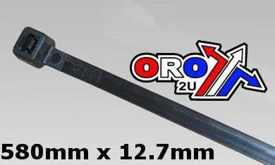 NYLON CABLE ZIP TIE - BLACK, 580mm x 12.7mm - EACH