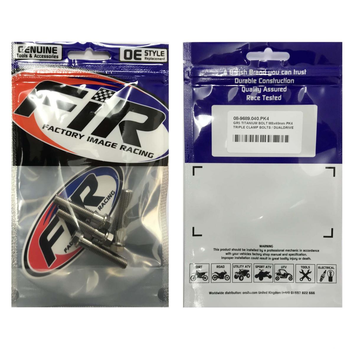 GR5 TITANIUM BOLT M8x40mm PK4, TRIPLE CLAMP BOLTS / DUALDRIVE, / KTM RE: 25080406