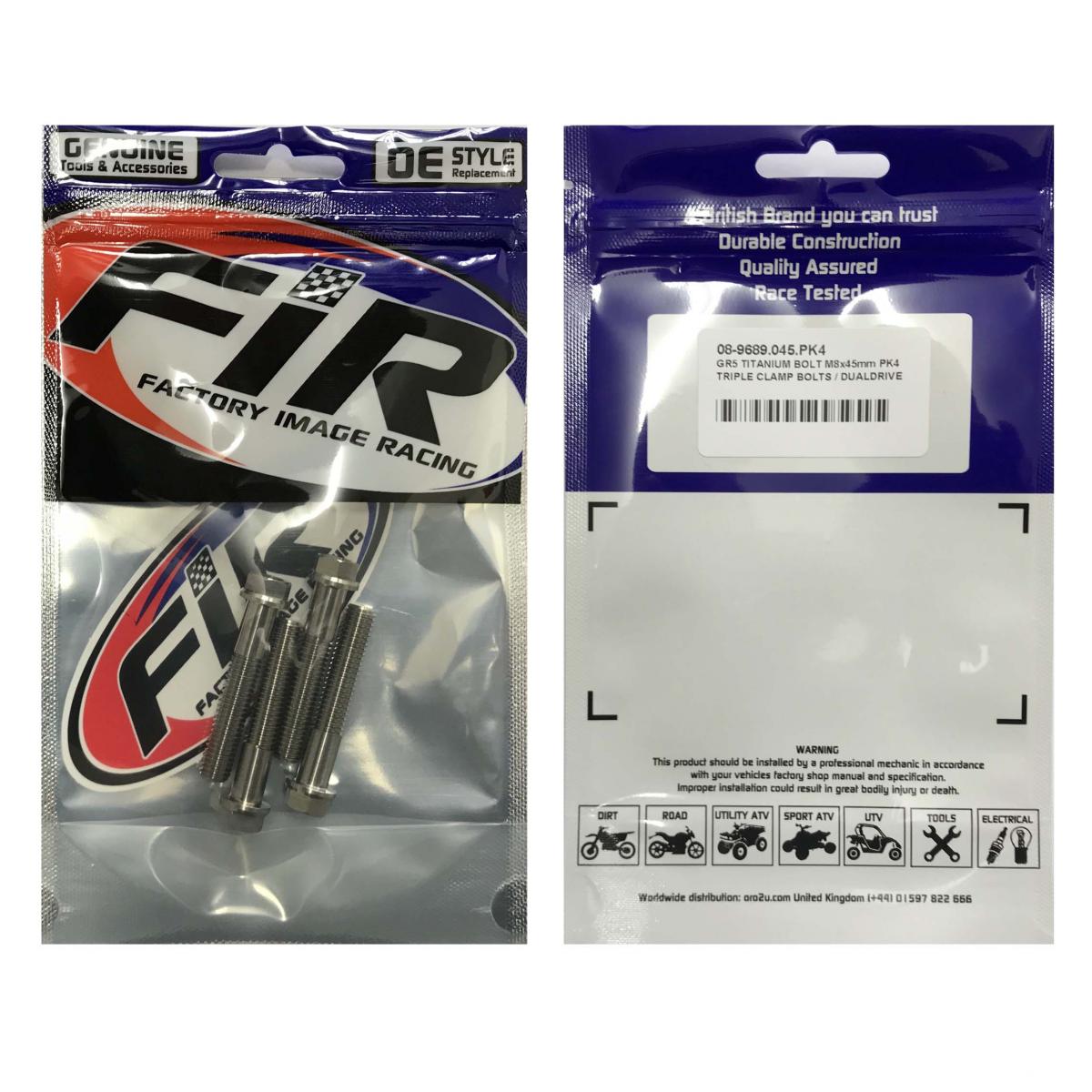 GR5 TITANIUM BOLT M8x45mm PK4, TRIPLE CLAMP BOLTS / DUALDRIVE