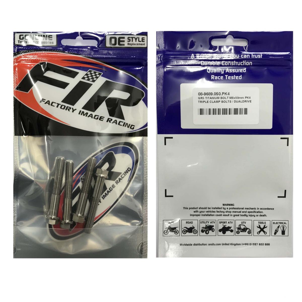 GR5 TITANIUM BOLT M8x50mm PK4, TRIPLE CLAMP BOLTS / DUALDRIVE, / KTM RE: 25080506