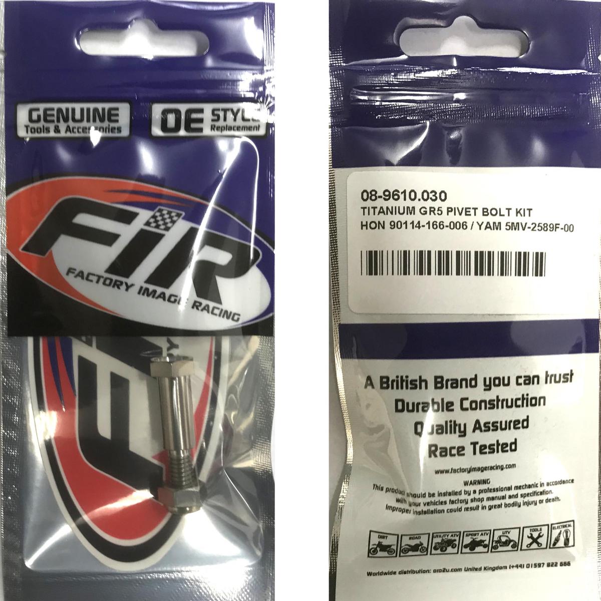 TITANIUM GR5 PIVOT BOLT KIT, HON 90114-166-006 / YAM 5MV-2589F-00, KAW 92150-1451 92001-1728