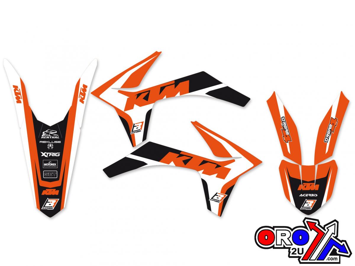 11-12 SX/SXF 12-13 EXC KTM DREAM 4 DECALS, BLACKBIRD 2537N