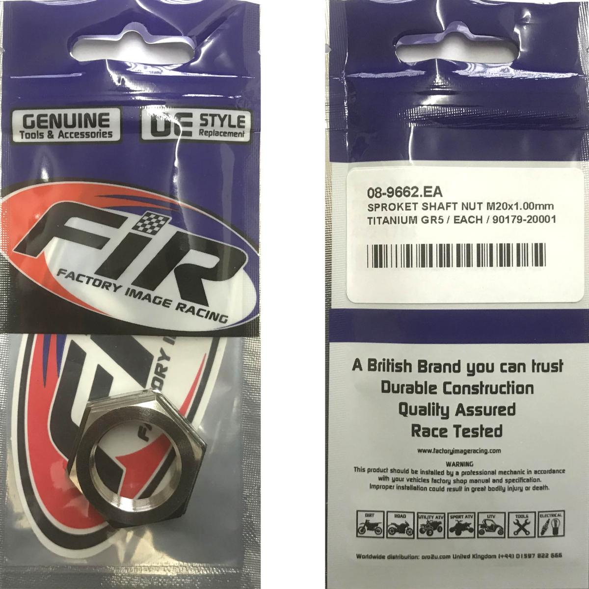 SPROKET SHAFT NUT M20X1.00mm, TITANIUM GR5 / EACH / 90179-20001