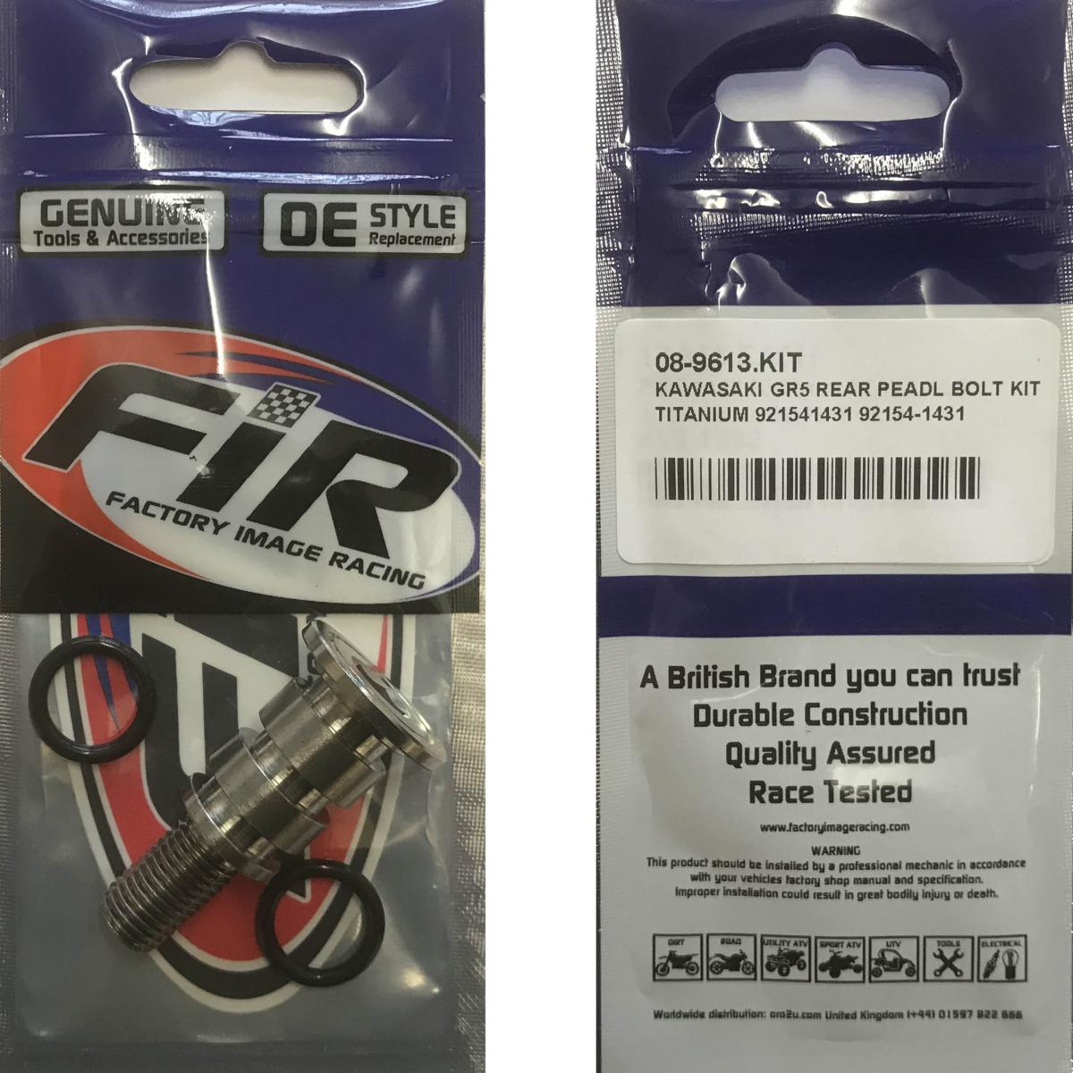 KAWASAKI GR5 REAR BRAKE PEDAL BOLT KIT, TITANIUM 921541431 92154-1431