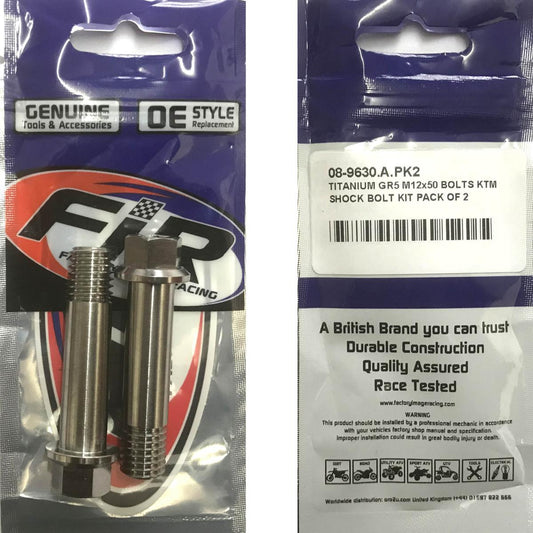 TITANIUM GR5 M12x50 BOLTS KTM, SHOCK BOLT KIT PACK OF 2, KTM HUSQVARNA 0025120506S