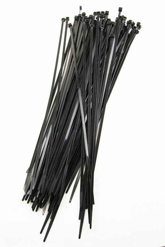 NYLON CABLE ZIP TIES - BLACK, 370mm x 4.8mm - PACK OF 100