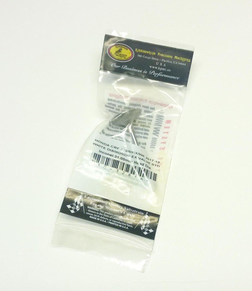VALVE EXHAUST CRF450R 17-20, 30-32816K KIBBLEWHITE, WHITE DIAMOND