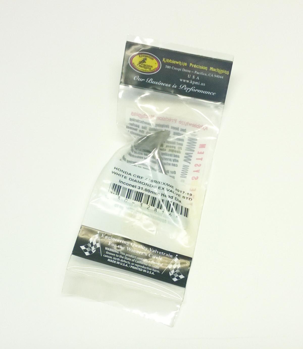 VALVE EXHAUST CRF450R 17-20, 30-32816K KIBBLEWHITE, WHITE DIAMOND