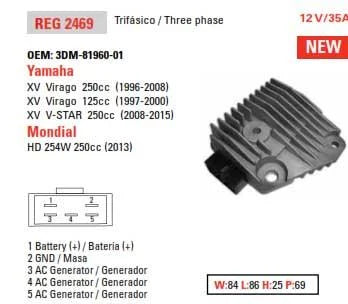 VOLTAGE REGULATORS YAMAHA 12V 35A DZE 02469-04, 3DM-81960-01 ESP2469