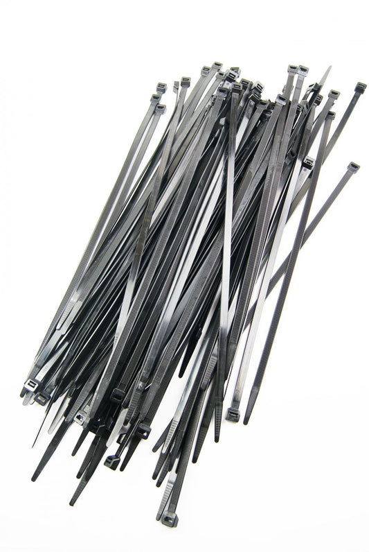 NYLON CABLE ZIP TIES - BLACK, 370mm x 7.6mm - PACK OF 100