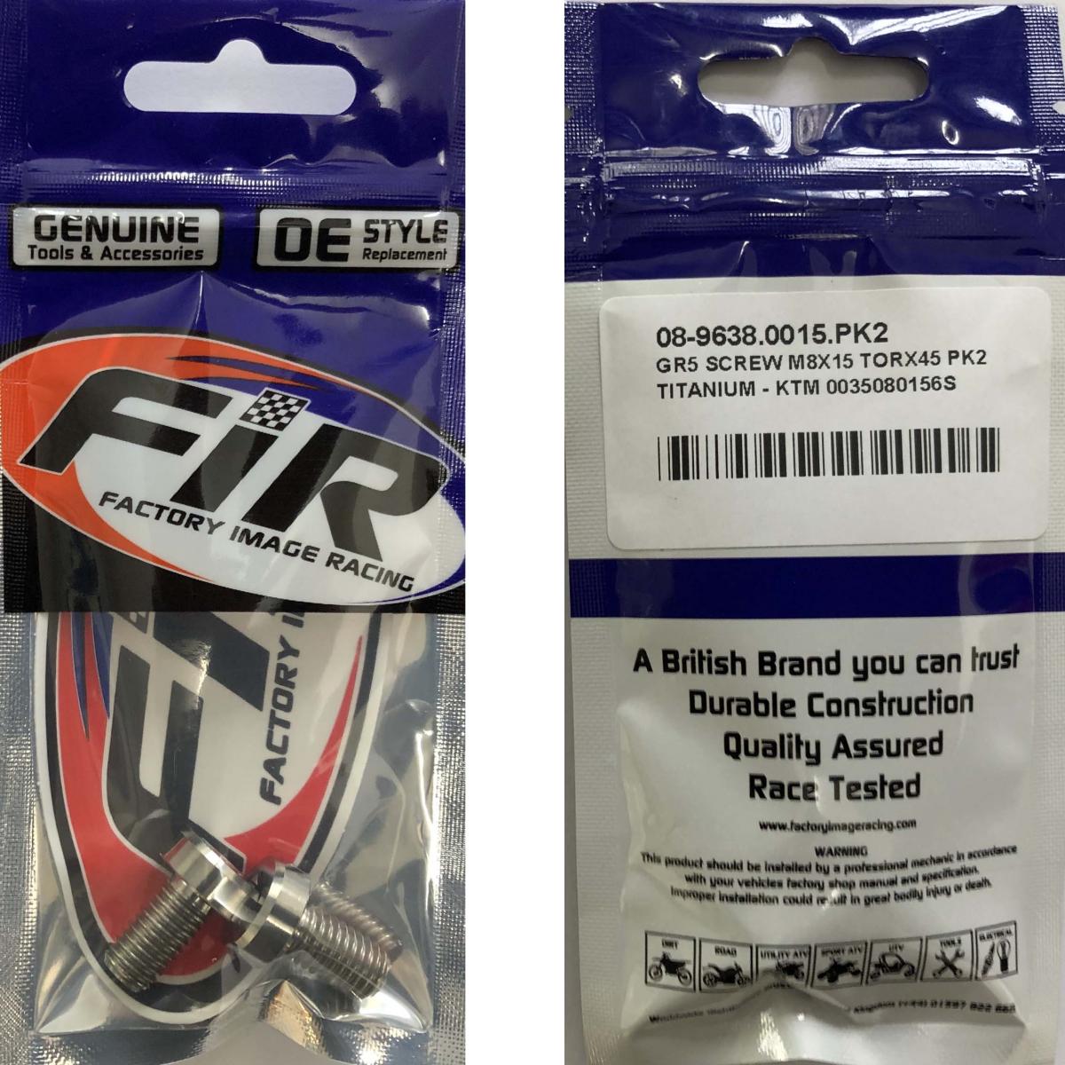 GR5 SCREW M8X15 TORX45 PK2, TITANIUM - KTM 0035080156S