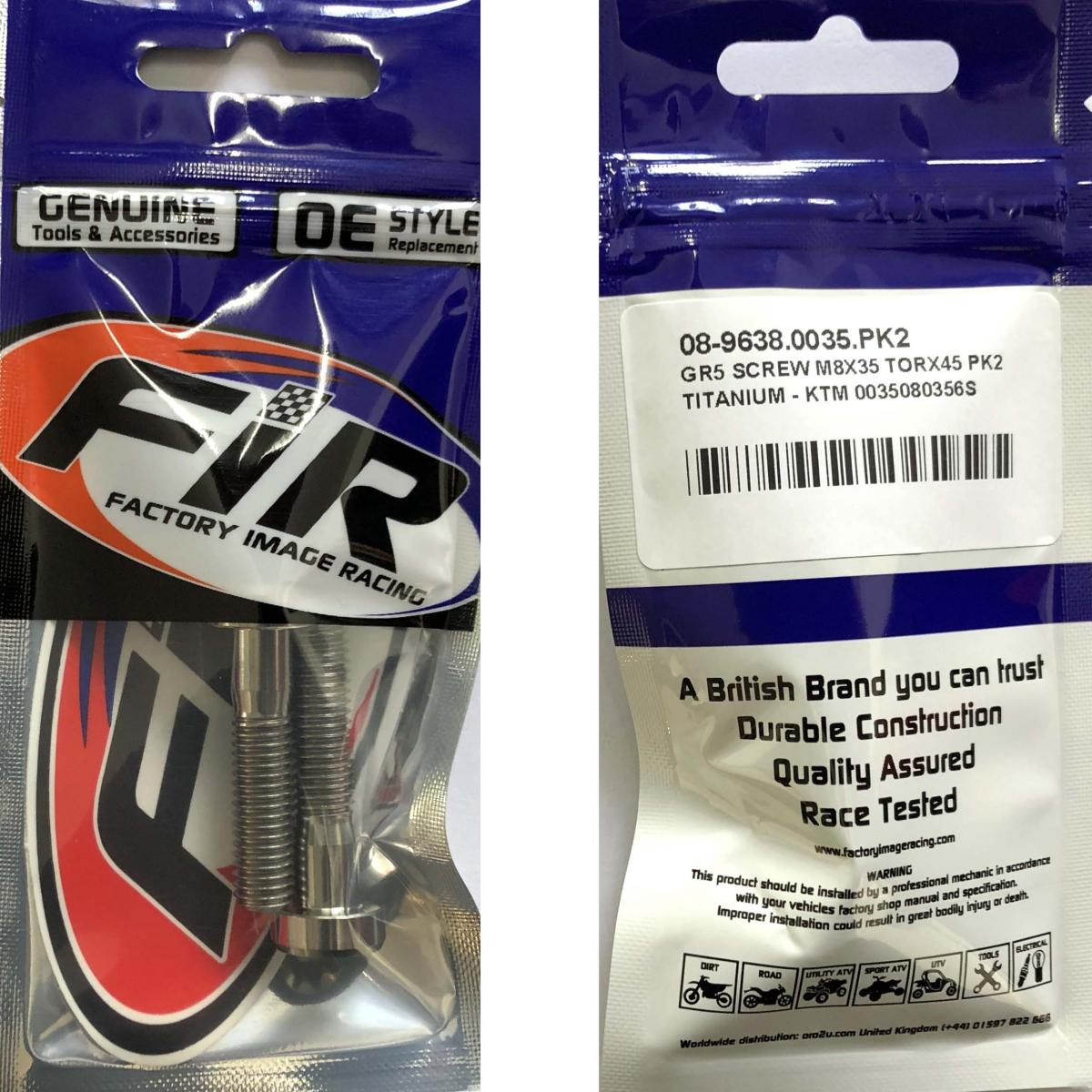 GR5 SCREW M8X35 TORX45 PK2, TITANIUM - KTM 0035080356S