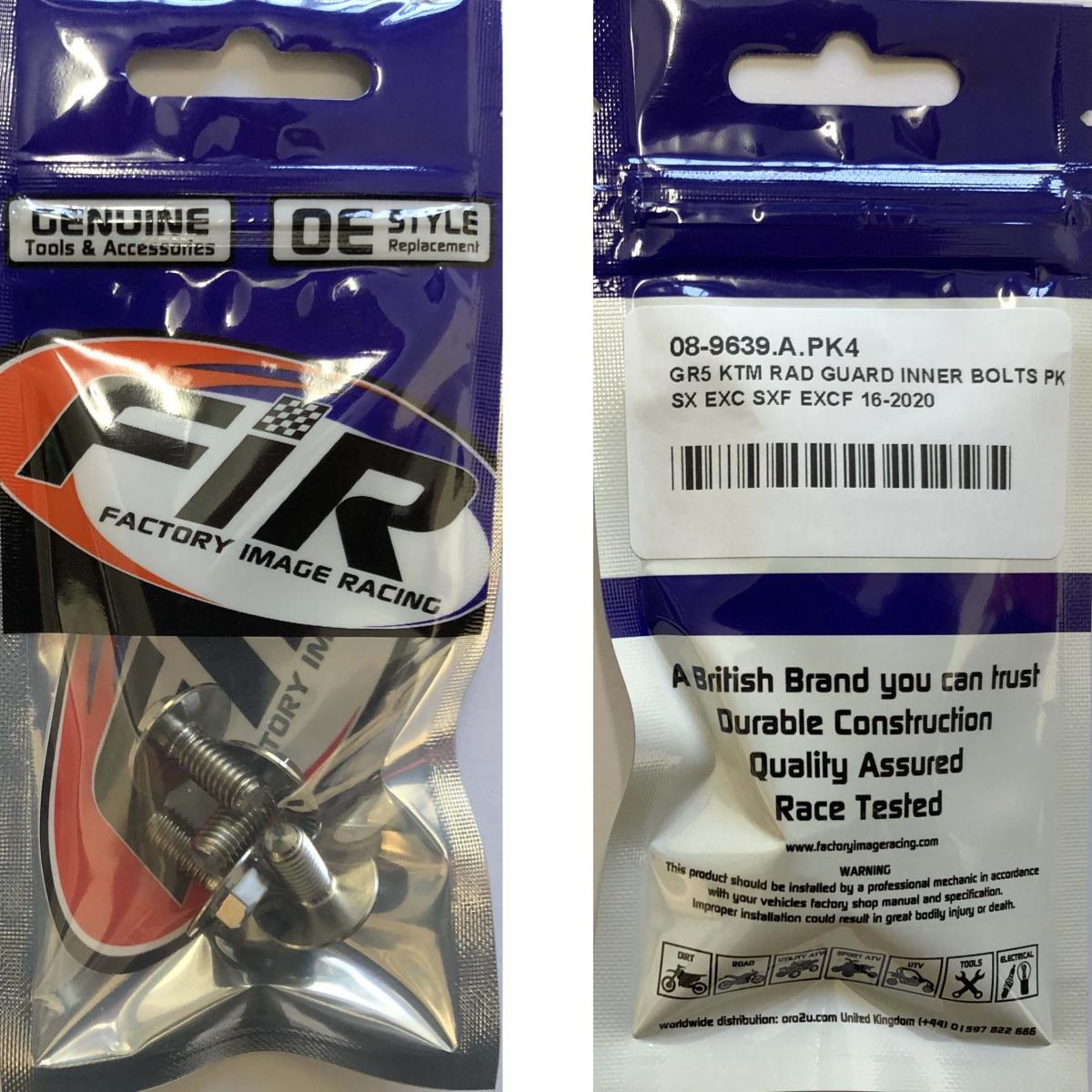 GR5 KTM RAD GUARD INNER BOLTS PK4 TITANIUM, SX EXC SXF EXCF 16-2020, / 0024060123