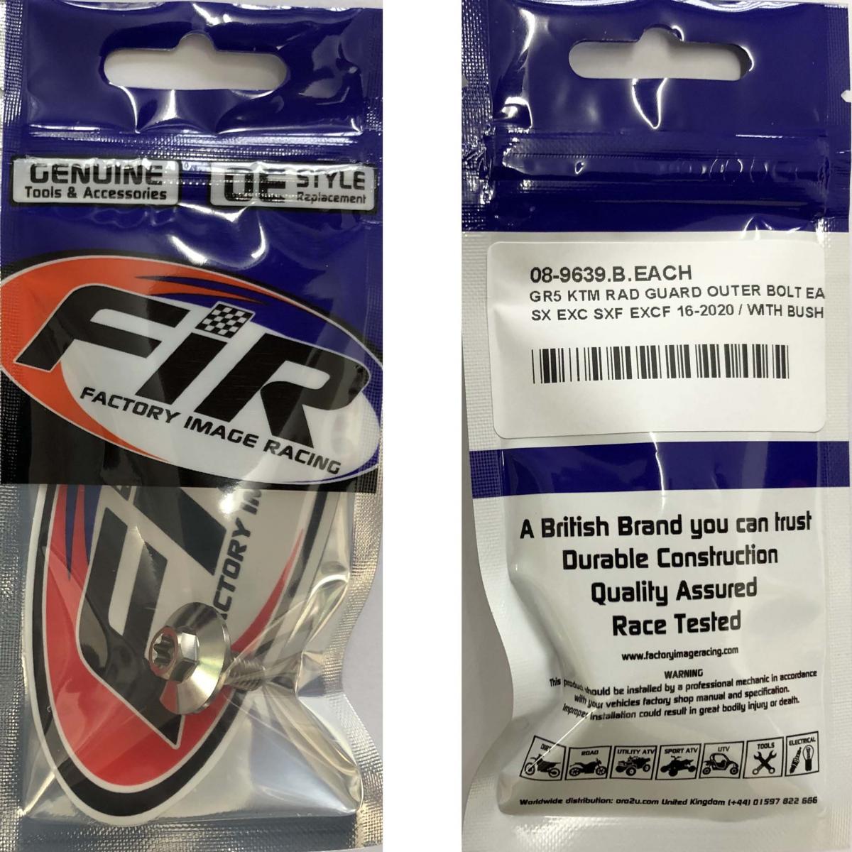 GR5 KTM RAD GUARD OUTER BOLT EA TITANIUM, SX EXC SXF EXCF 16-2020 / WITH BUSH, / 0025060166