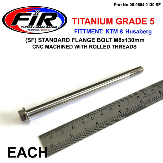 TITANIUM GR5 BOLT M8 x 130mm EACH, FLANGE OD: 14mm / HEX SIZE: 10mm, /