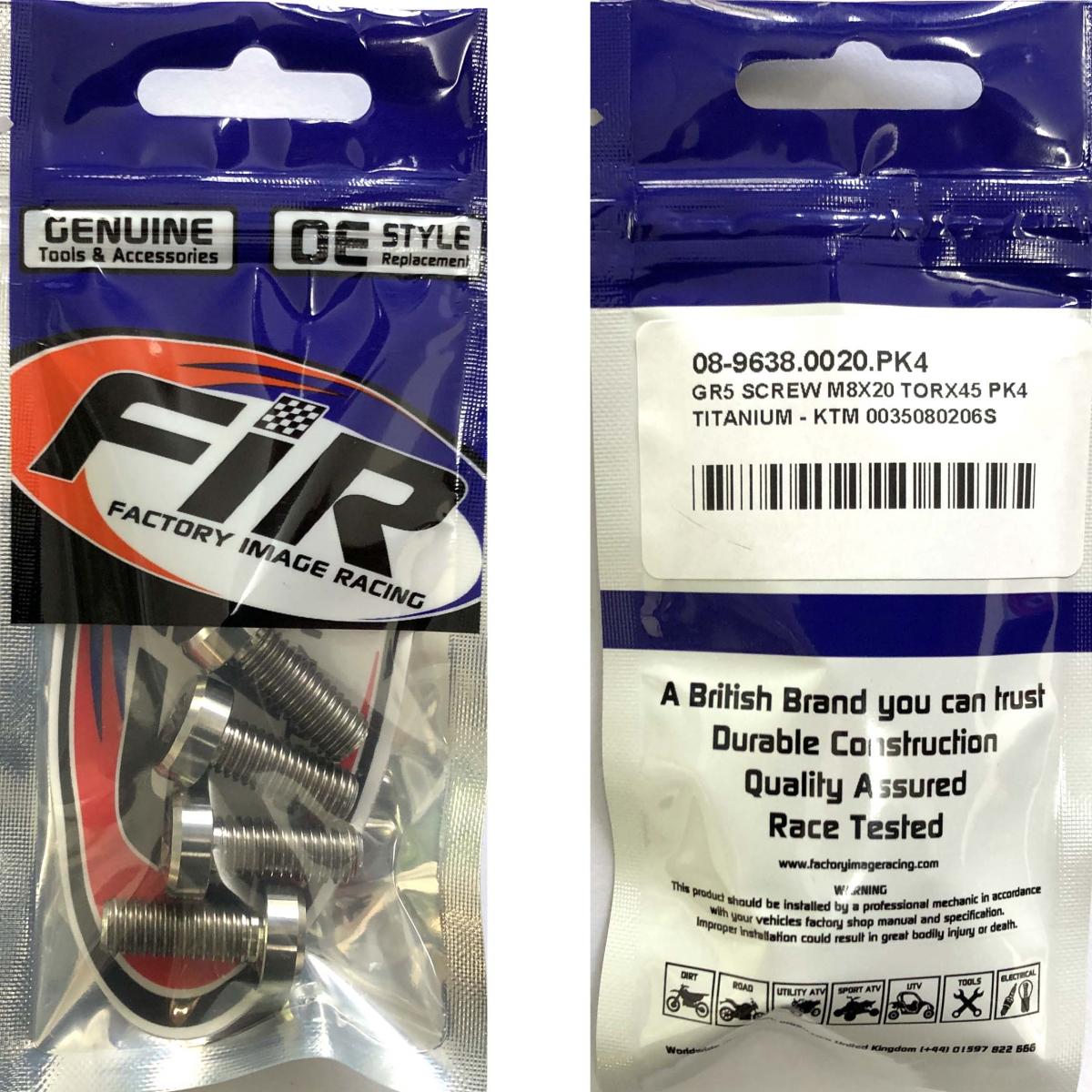 GR5 SCREW M8X20 TORX45 PK4, TITANIUM - KTM 0035080206S