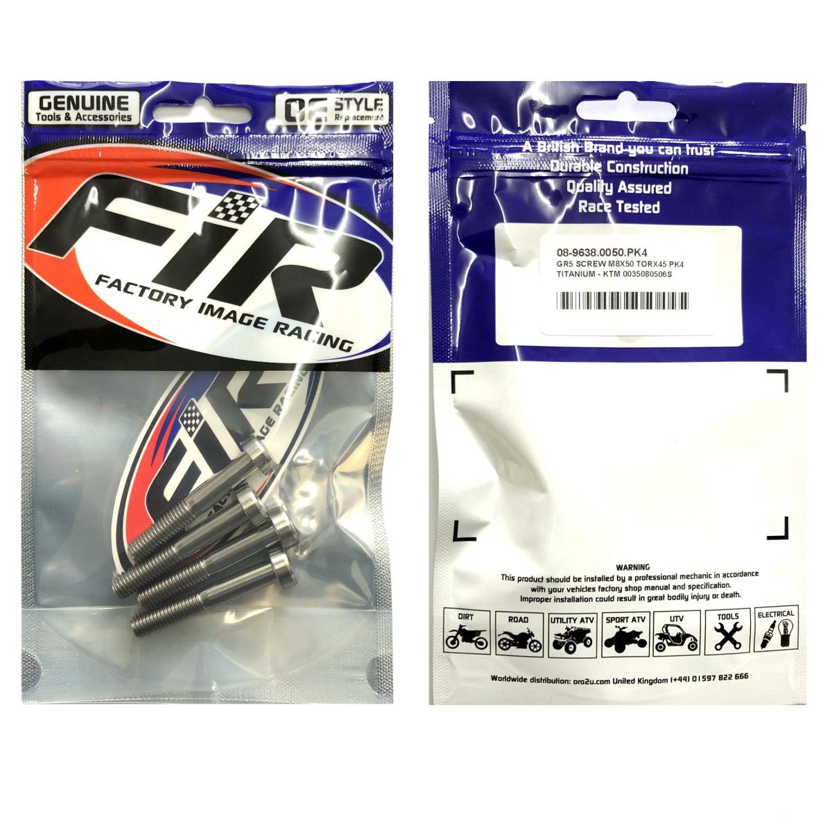 GR5 SCREW M8X50 TORX45 PK4, TITANIUM - KTM 0035080506S