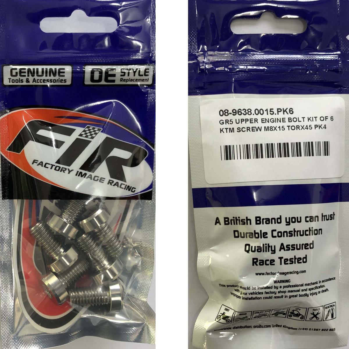 GR5 UPPER ENGINE BOLT KIT OF 6, KTM SCREW M8X15 TORX45 PK6, / 0035080156S