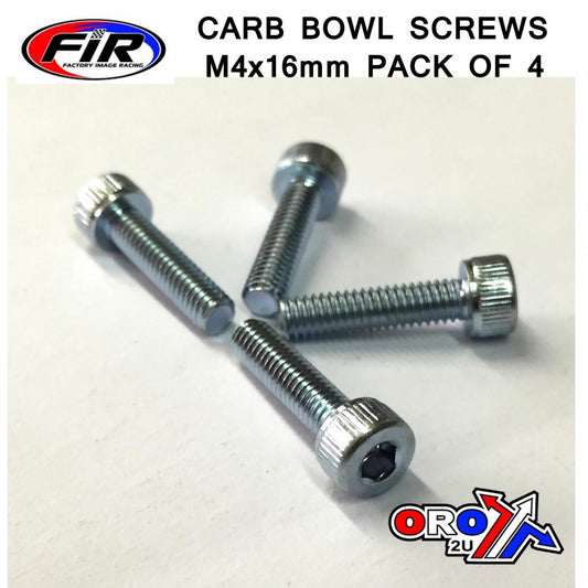 M4 x 16mm PK/4 CARB FLOAT BOWL, STEEL BZP SCREWS PACK OF 4, / RE 08-9640.016