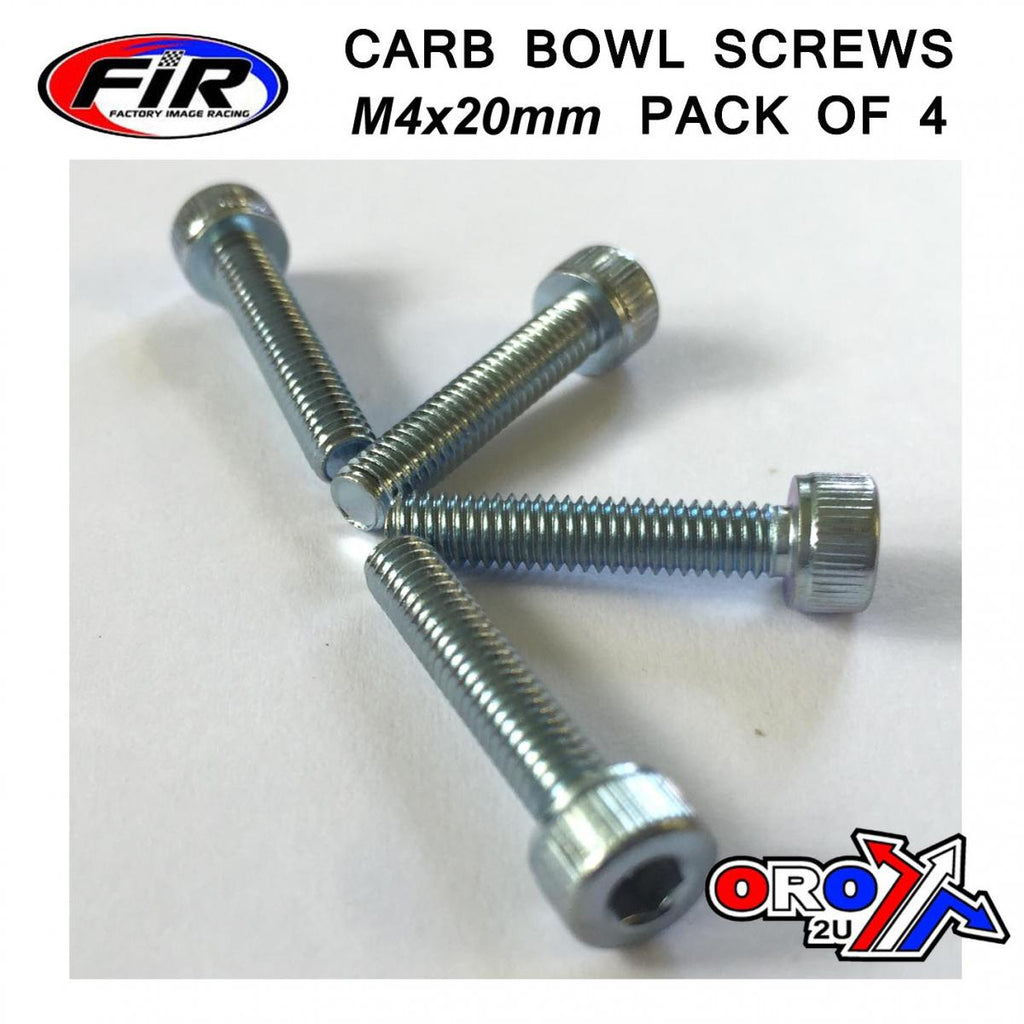 M4 x 20mm PK/4 CARB FLOAT BOWL, STEEL BZP SCREWS PACK OF 4, / RE 08-9640.020